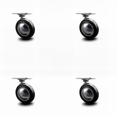 Service Caster 2.25 Inch Bright Chrome Soft Tread Ball Caster - Top Plate - SCC, 4PK SCC-TP01S214-DCR-BC-TP2-4
